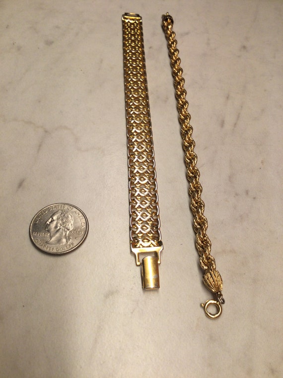 Vintage MONET and NAPIER gold plated bracelets Pa… - image 9