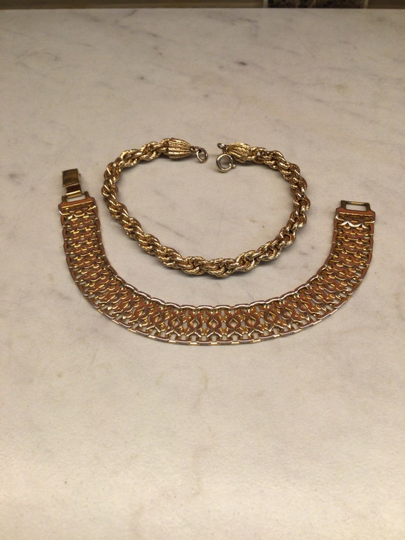 Vintage MONET and NAPIER gold plated bracelets Pa… - image 1