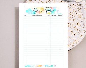 Daily Sales Tracker, Printable Sales Log, Small Business Sales Report, Instant Download Editable Canva Template, Color Pop Collection