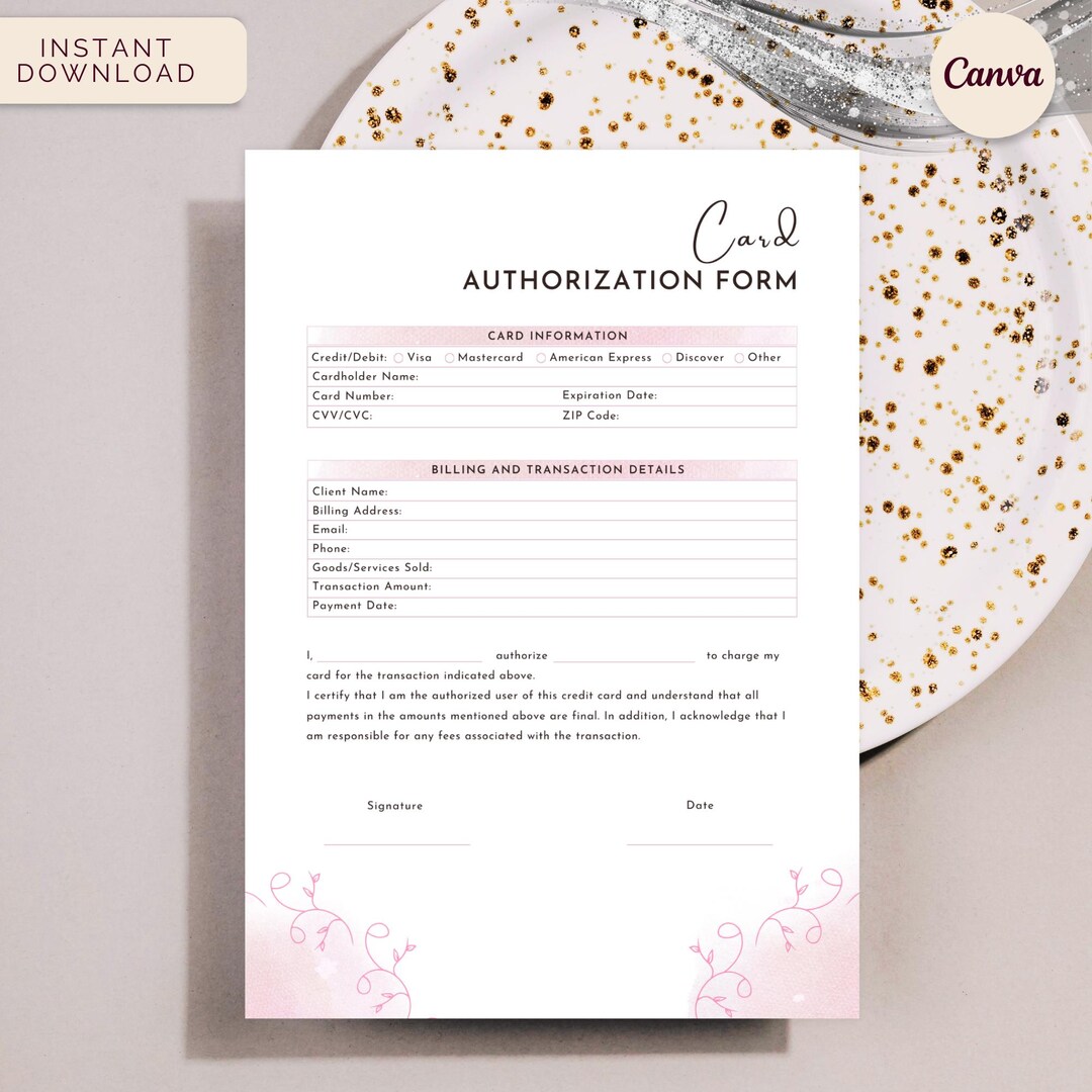 Mastercard Form Card Payment Authorization Form, Canva Template & Fillable PDF ...