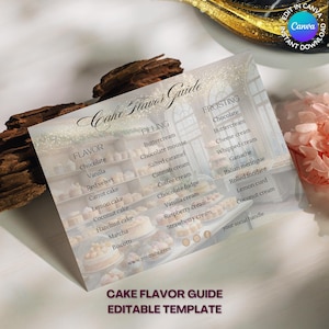 Guide des saveurs de gâteaux, Consultation sur les gâteaux, Carte de dégustation de gâteaux, Pâtisserie, Cuisine maison, Modèle sur toile modifiable à téléchargement immédiat, Boulangerie française