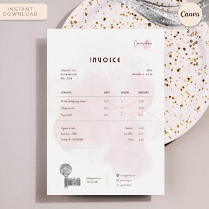 Fotografen-Rechnung, freiberufliche Fotografie Business-Abrechnung, sofortiger Download bearbeitbare Canva-Vorlage, Vintage Retro