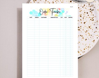 Printable Order Tracker, Order Log, Small Business Orders Report Sheet, Instant Download Editable Canva Template, Color Pop Collection
