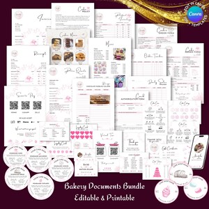 Bäckerei Geschäftsdokumente Premium Bundle bearbeitbare Canva-Vorlage, Cake Shop-Formulare, Karten, Cookie Business, Deluxe Bakery, Sofort Download