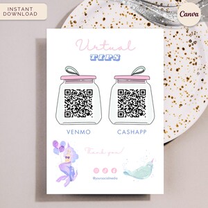 Virtual Tip Jar QR Code Sign, Feeling Tipsy, Venmo & CashApp QR Payment, Instant Download Canva Template, Aquatic Pastel