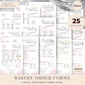 Bakery Order Forms, Baked Goods Custom Order Forms for Cake Business, Instant Download Editable Canva Template, Deluxe Bakery