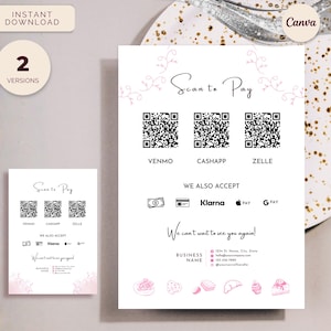 Bakery Scan to Pay Sign, Payment Options Sign, Cake Shop QR Code, Instant Download Editable Canva Template, Deluxe Bakery