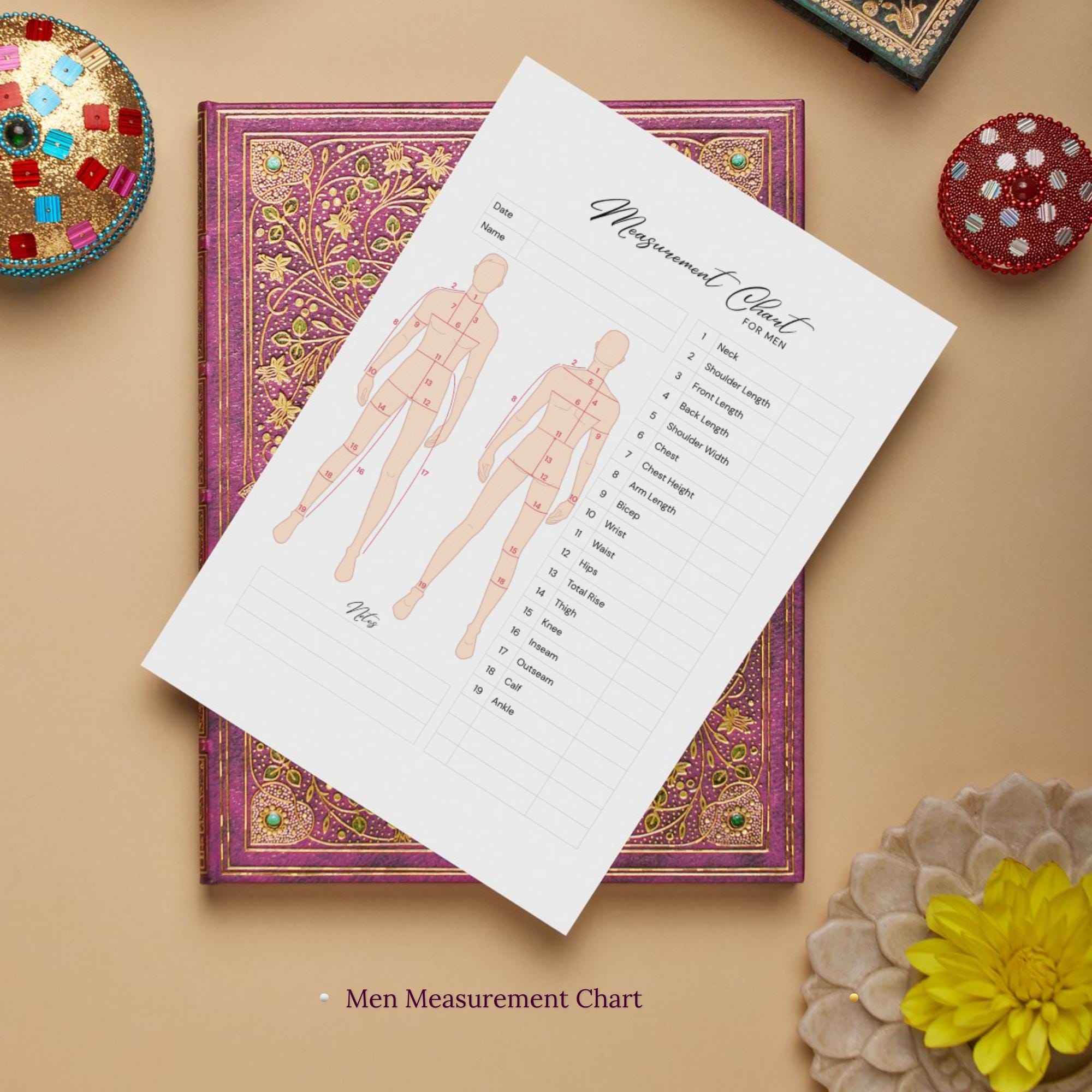 Measuring Chart Professional Custom Clothing Measure Chart, Tailor Measurement, Sewing Measure Table ...