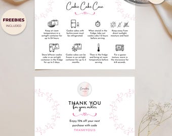 Kekskuchen-Pflegekarten, Pflegeanweisungen, Sofort-Download bearbeitbare Canva-Vorlage, Deluxe Bakery