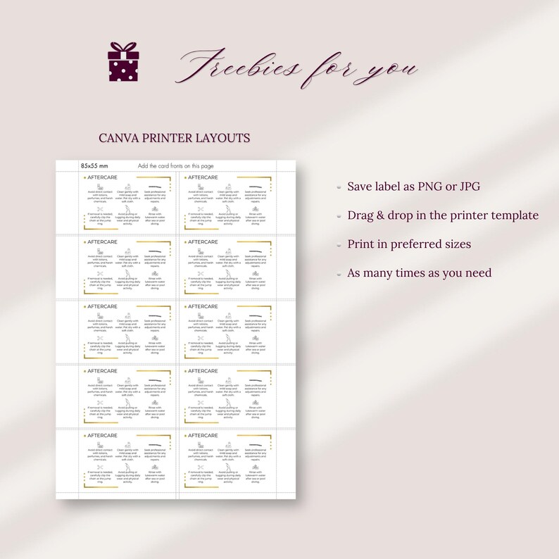 Dauerhafte Schmuckgarantie- und Nachsorgekarten, Schmuckmarken-Kundenhandout, Sofortiger Download Bearbeitbare Canva-Vorlage, Sleek Gold Bild 9