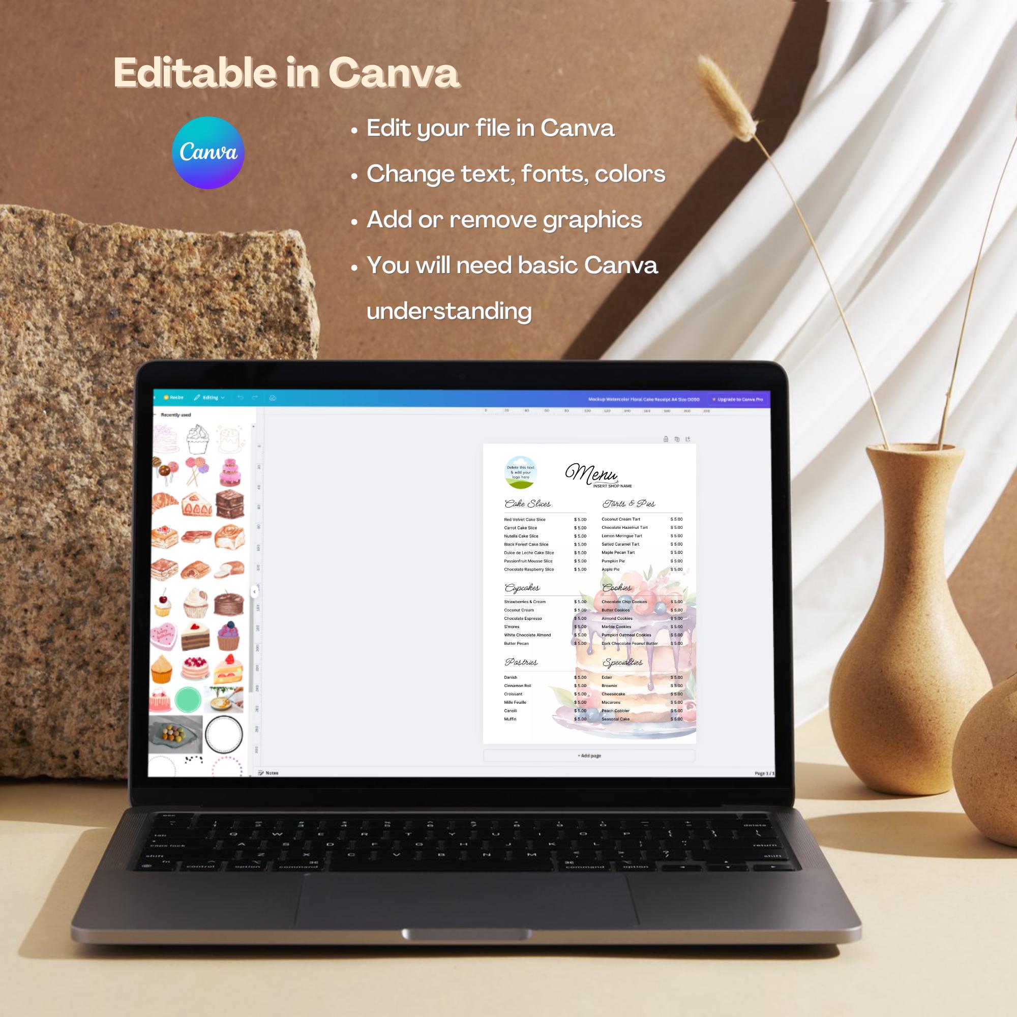 Cake Shop Price List Editable Canva Template | Cake Menu, Instagram ...