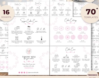 Bakery Care Cards Pack, Kuchenschnitthandbücher, Allergenekarte, Kuchenberatung, Sofortiger Download Bearbeitbare Canva-Vorlage, Deluxe Bakery
