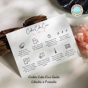 Cookie Kuchen Pflegekarten bearbeitbare Canva Vorlage | Cookie-Kuchen Anleitung | Cookie-Business, Hausbacken | Deluxe Bäckerei | Sofortdownload