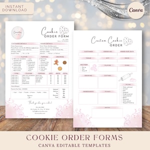 Cookie Order Forms, Cookie Business Order Management, Instant Download Editable Canva Template, Deluxe Bakery