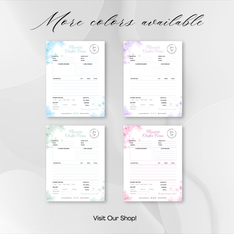 Flowers Order Form Editable Canva Template, Florist Business, Client ...