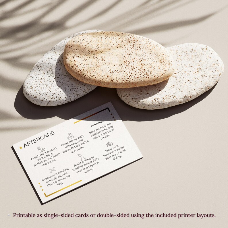 Dauerhafte Schmuckgarantie- und Nachsorgekarten, Schmuckmarken-Kundenhandout, Sofortiger Download Bearbeitbare Canva-Vorlage, Sleek Gold Bild 8