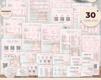 Cake Business Starter Pack, Bakery Business Kit, Cake Shop Forms, Cards, Branding, Instant Download Editable Canva Template, Soft Pink