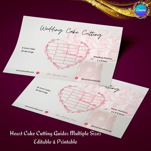 Herz Kuchen Schnittführungen Bearbeitbare Canva Vorlage | Kuchen Servier Tabelle | Bäckerei, Konditorei, Home Baking | zartes Rosa | Sofort Download
