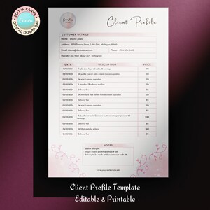 Modelo de Perfil de Cliente Editável Canva | Padaria, Decoradora de Bolos, Confeitaria Caseira, Biscoitos, Confeitaria | Padaria de Luxo | Download Instantâneo