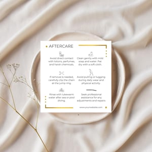 Dauerhafte Schmuckgarantie- und Nachsorgekarten, Schmuckmarken-Kundenhandout, Sofortiger Download Bearbeitbare Canva-Vorlage, Sleek Gold Bild 7