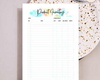 Inventory List, Small Business Inventory, Product Inventory Log, Instant Download Editable Canva Template, Color Pop Collection