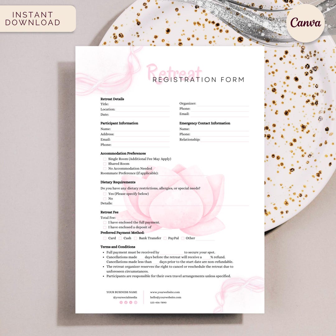 Retreat Registration Form, Wellness Event Sign-up, Yoga, Spiritual ...