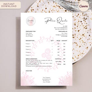 Bakery Price Quote, Cookie Quotation Form, Instant Download Editable Canva Template, Deluxe Cookie