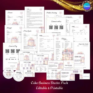 Cake Business Starter Pack bearbeitbare Canva-Vorlage | Bäckerei Business Kit | Konditorei, Konditorei | Aquarell Kuchen | Sofort Download