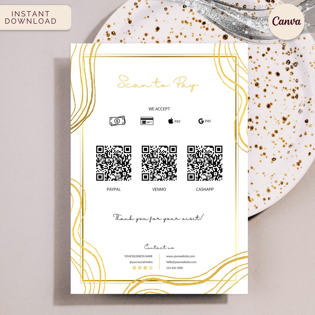 Scan to Pay QR Sign, Contactless Payment Display, Business QR Code ...