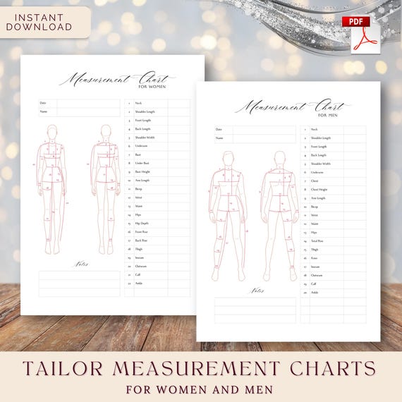 Custom Clothing Measure Chart, Sewing Measurements & Fitting Template for Tailors, Dressmakers, and Fashion Designers, Instant Download PDF - Etsy Custom Clothing Measure Chart, Sewing Measurements & Fitting Template for Tailors, Dressmakers, and Fashion Designers, Instant Download PDF - Etsy