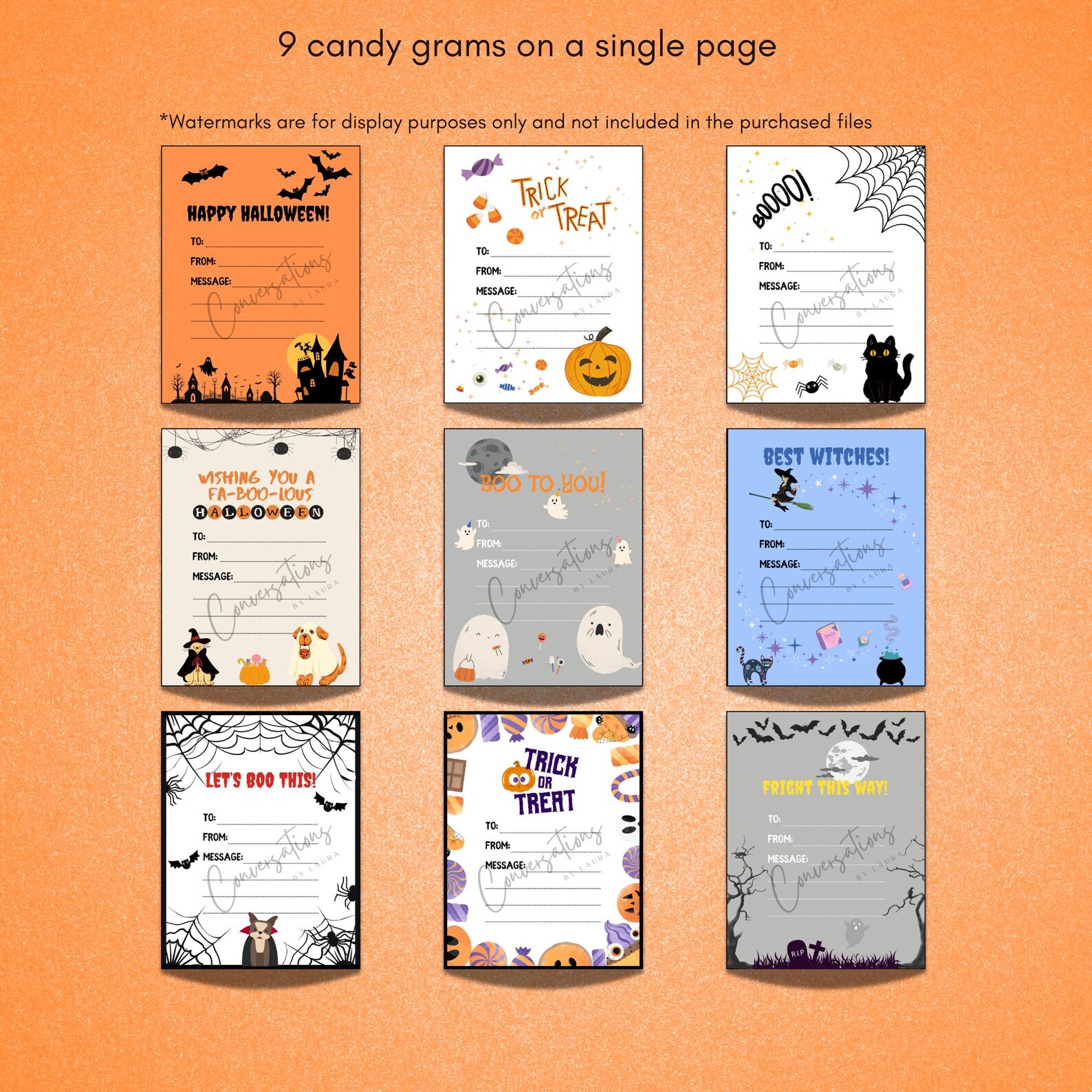 Halloween Candy Grams Printable | Candy Tags, Gift Tags, Trick or Treat ...