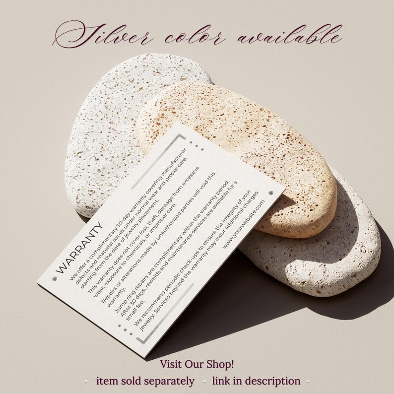 Dauerhafte Schmuckgarantie- und Nachsorgekarten, Schmuckmarken-Kundenhandout, Sofortiger Download Bearbeitbare Canva-Vorlage, Sleek Gold Bild 10