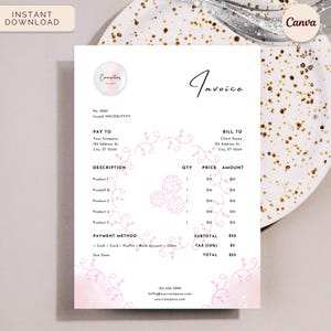 ベーカリー請求書、クッキービジネスフォーム、ホームベーキング、すぐにダウンロードして編集可能なCanvaテンプレート、デラックスクッキー