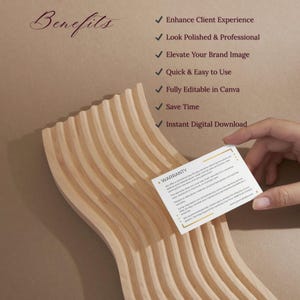 Dauerhafte Schmuckgarantie- und Nachsorgekarten, Schmuckmarken-Kundenhandout, Sofortiger Download Bearbeitbare Canva-Vorlage, Sleek Gold Bild 5