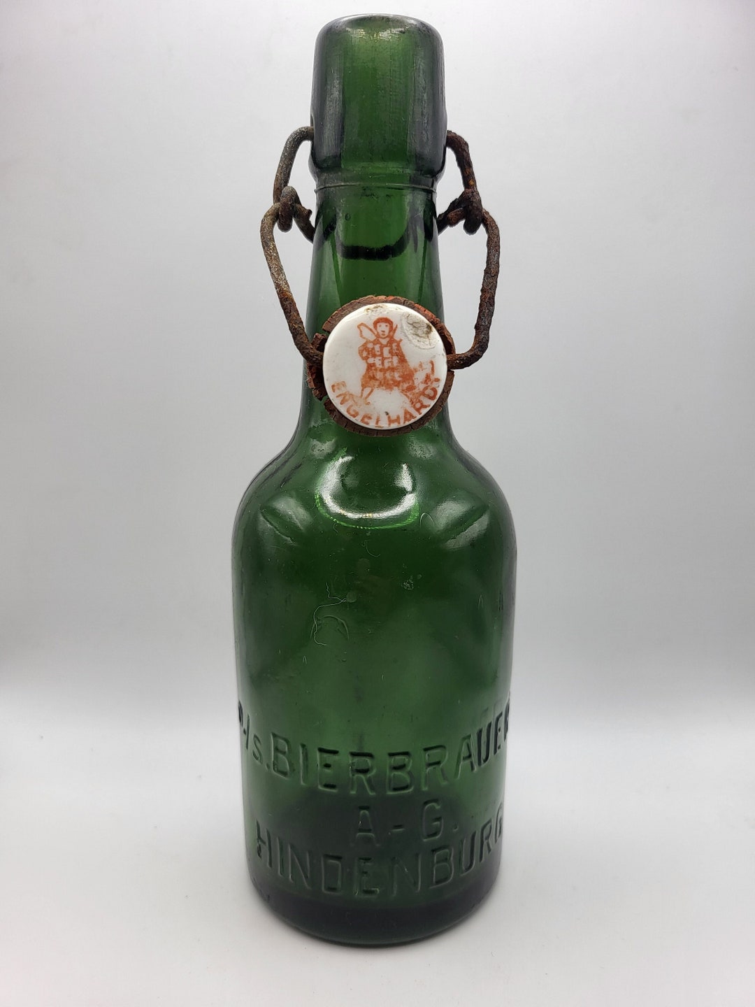 Very Old Beer Glass Bottle 1940's Old German Bottle Green Bottle Bottle