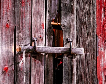 Weathered barn door, red door, Photographs, photos, prints, photography