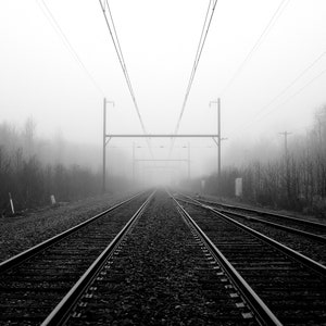 Foggy railroad tracks, Photographs, photos, prints, photography
