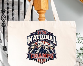 Funny Patriotic Canvas Tote Bag, 1776 History Inspired USA Gift Bag