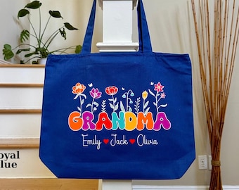 Personalized Grandma Tote Bag with Grandchildren Names