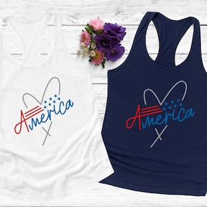 American Flag Heart Tank Top: Patriotic 4th of July Clothing