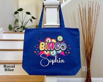 Personalized Bingo Name Gift Bag | Bingo Lovers Gift Bag | Mexican Loteria Mesh Bingo Large Tote Bag | Bingo Dauber Bag | Mexican Bingo Game
