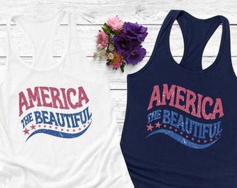 America The Beautiful Tank Top | Patriotic 4th Of July Racerback