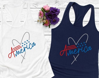 American Flag Heart Tank Top: Patriotic 4th of July Clothing