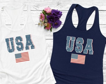 USA Flag Tank Top: Patriotic 4th of July Shirt