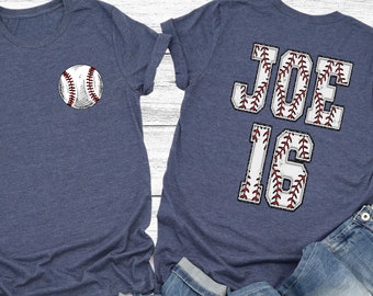Custom Baseball Mom Shirt: Personalized Name & Number, Double Sided Design