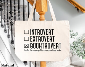 Booktrovert Cotton Tote Bag | Book Lover Gift