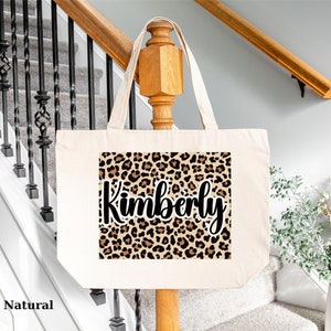 Personalized Tote Bags | Beach Bag | Bridesmaid Gifts | Shopping Bag | Vintage Bag | Leopard Tote | Monogrammed Gift | Cute Bag