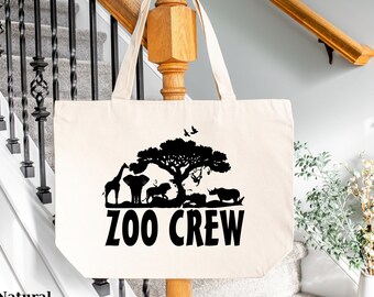 Zoo Crew Tote Bag | Wild Life Tote Bag | School Tote Bag for Kids | Beach Tote Bag | Vacay Tote Bag | Travel Tote Bags | Road Trip Tote Bag