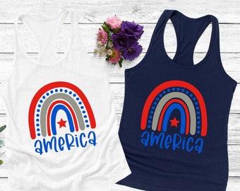 Rainbow America 4th of July Tank Top