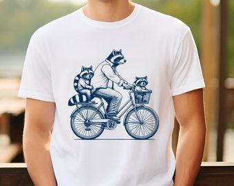 Raccoon Dad Cycling T-Shirt, Funny Animal Lover Tee